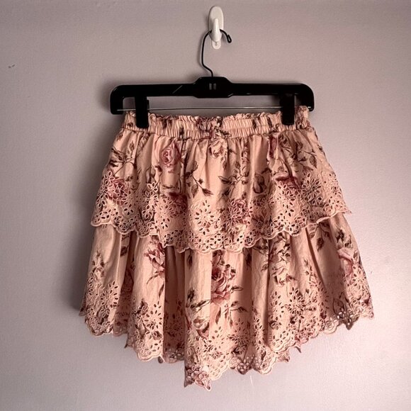 Gap x LoveShackFancy Floral Pink Tiered Ruffle Skirt Sz. S - Picture 5 of 8